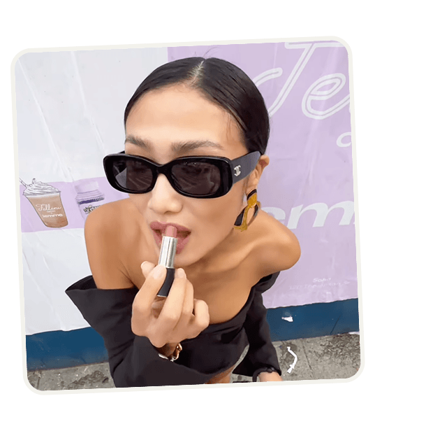 Model creating content for a brand collaboration