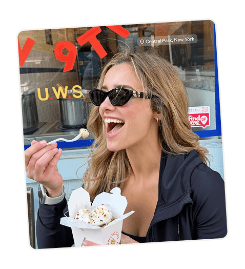 Model creating content at a venue